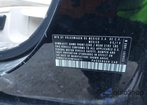 2014 Volkswagen Jetta 1.8T Se from USA, damaged, VIN 3VWD07AJ3EM304071